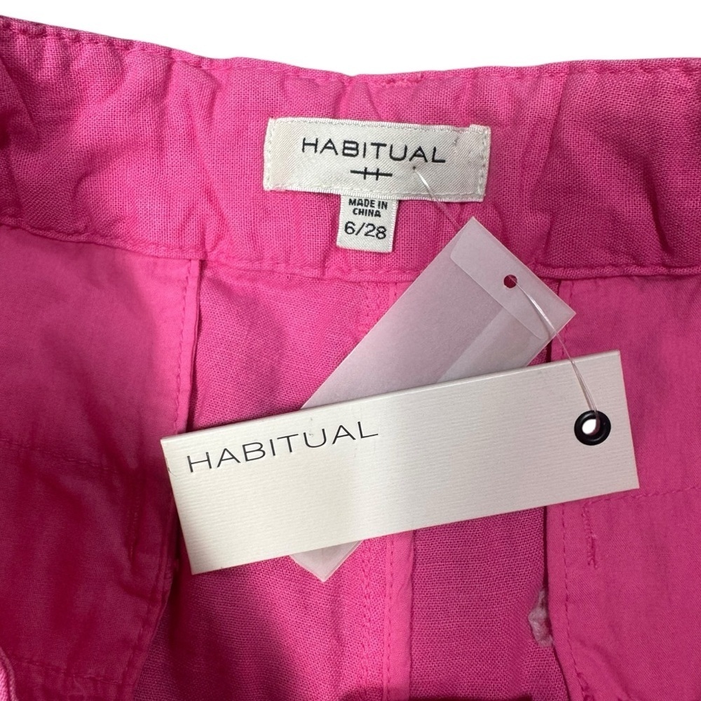 NWT New Habitual Linen Cotton Cropped Kick Flare Pink Pants Size 28'' - Picture 5 of 10